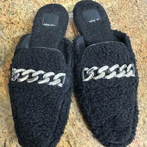 Dolce Vita Black Pela Mules with Silver Chain